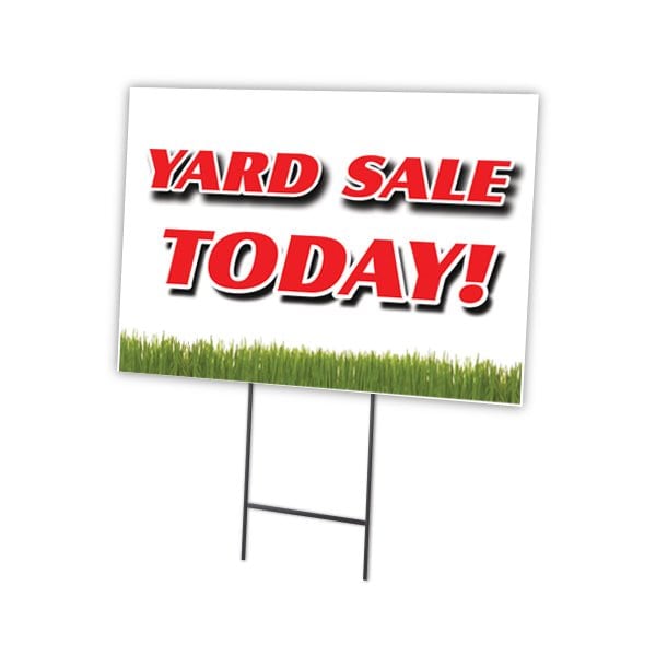 Yard Sale Today Yard Sign & Stake outdoor plastic coroplast window, C-1824 Yard Sale Today